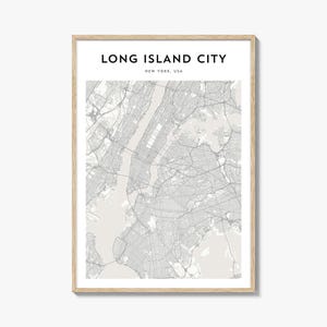 Affiche de carte de la ville de Long Island, impression de carte de la ville de Long Island, art mural voyage de la ville de Long Island, carte personnalisée de la ville de Long Island, New York