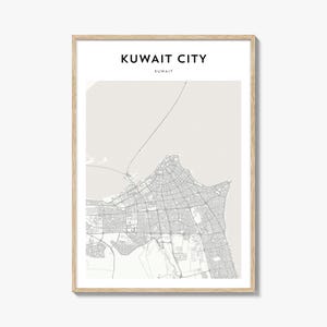 Cartaz do mapa da cidade do Kuwait, impressão do mapa da cidade do Kuwait, arte de parede de viagem da cidade do Kuwait, mapa personalizado da cidade do Kuwait, Kuwait