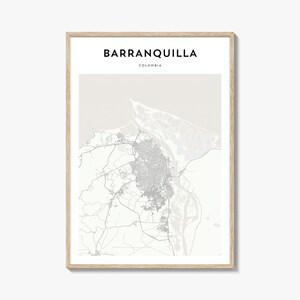 Cartaz do mapa de Barranquilla, impressão de mapa de Barranquilla, arte de parede de viagem de Barranquilla, mapa personalizado de Barranquilla, Colômbia