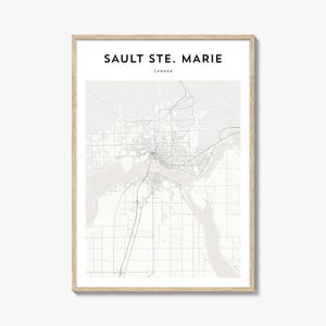 Sault Ste. Marie Map Poster, Sault Ste. Marie Map Print, Sault Ste. Marie Travel Wall Art, Sault Ste. Marie Personalized Map, Canada