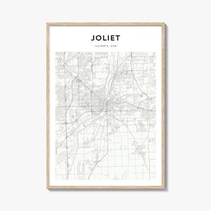 Joliet Map Poster, Joliet Map Print, Joliet Travel Wall Art, Joliet Personalized Map, Illinois