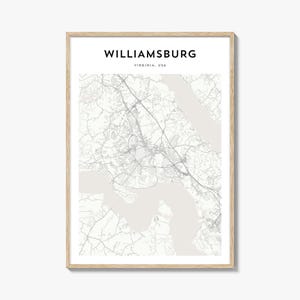 Williamsburg Virginia Map Poster, Williamsburg Map Print, Williamsburg Travel Wall Art, Williamsburg Personalized Map,
