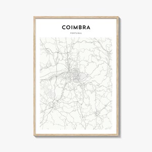 Coimbra Map Poster, Coimbra Map Print, Coimbra Travel Wall Art, Coimbra Personalized Map, Portugal