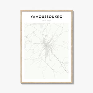 Yamoussoukro Karte Poster, Yamoussoukro Karte Druck, Yamoussoukro Reise Wandkunst, Yamoussoukro personalisierte Karte, Elfenbeinküste