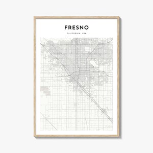 Fresno Map Poster, Fresno Map Print, Fresno Travel Wall Art, Fresno Personalized Map, California