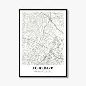 Echo Park Map Poster, Minimalist City Print, Street Wall Art, Travel Decor