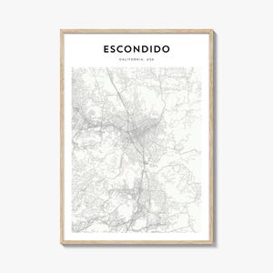 Escondido Map Poster, Escondido Map Print, Escondido Travel Wall Art, Escondido Personalized Map, California