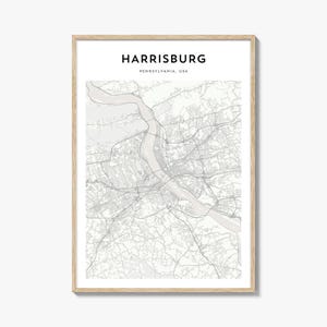 Kaart print Harrisburg: reisposter Pennsylvania