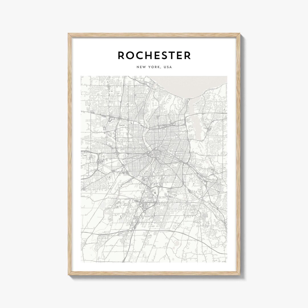 Rochester Map Print, New York Poster, USA Wall Art, ROC Custom Street ...