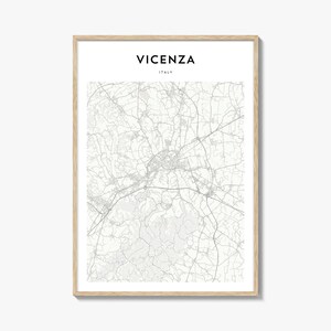 Cartaz do mapa de Vicenza, impressão do mapa de Vicenza, arte de parede de viagem de Vicenza, mapa personalizado de Vicenza, Itália