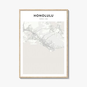 Cartaz do mapa de Honolulu, impressão do mapa de Honolulu, arte de parede de viagem de Honolulu, mapa personalizado de Honolulu, Havaí