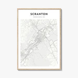 Scranton Map Poster, Scranton Map Print, Scranton Travel Wall Art, Scranton Personalized Map, Pennsylvania
