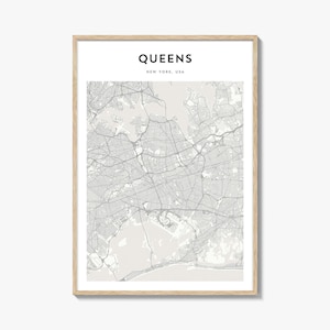 Queens Map Poster, Queens Map Print, Queens Travel Wall Art, Queens Personalized Map, New York