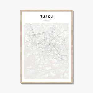 Cartaz do mapa de Turku, impressão do mapa de Turku, arte de parede de viagem de Turku, mapa personalizado de Turku, Finlândia