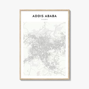 Cartaz do mapa de Addis Ababa, impressão de mapa de Addis Ababa, arte de parede de viagem de Addis Ababa, mapa personalizado de Addis Ababa, Etiópia