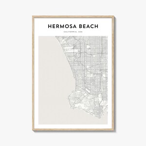 Cartaz do mapa de Hermosa Beach, impressão do mapa de Hermosa Beach, arte de parede de viagem de Hermosa Beach, mapa personalizado de Hermosa Beach, Califórnia