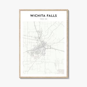 Wichita Falls Map Poster, Wichita Falls Map Print, Wichita Falls Travel Wall Art, Wichita Falls Personalized Map, Texas
