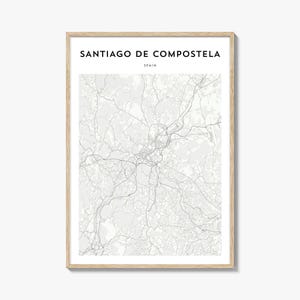 Santiago de Compostela Karte Poster, Santiago de Compostela Karte Druck, Santiago de Compostela Reise Wandkunst, Spanien