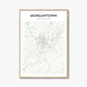 Morgantown Map Poster, Morgantown Map Print, Morgantown Travel Wall Art, Morgantown Personalized Map, West Virginia