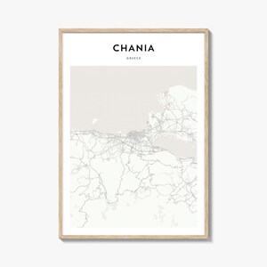 Chania Karte Poster, Chania Karte Druck, Chania Reisewandkunst, Chania personalisierte Karte, Griechenland