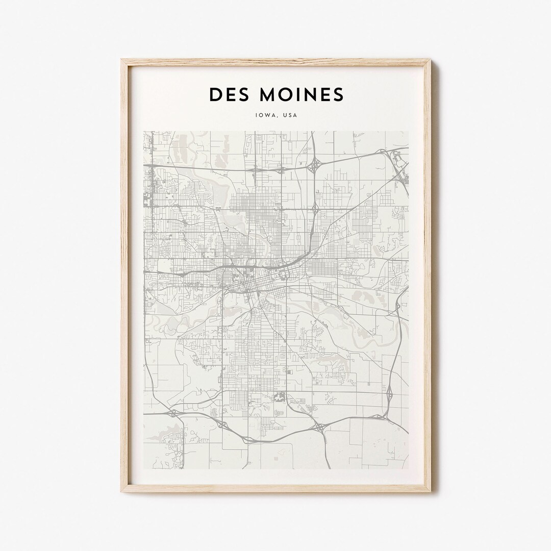 Des Moines Map Poster, Des Moines Map Print, Des Moines Personalized