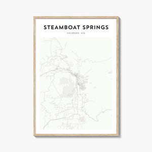 Cartaz do mapa de Steamboat Springs, impressão do mapa de Steamboat Springs, arte de parede de viagem de Steamboat Springs, mapa personalizado de Steamboat Springs, Colorado