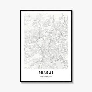 Prague Map Poster, Minimalist City Print, Street Wall Art, Travel Decor