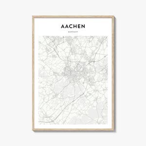 Cartaz do mapa de Aachen, impressão do mapa de Aachen, arte de parede de viagem de Aachen, mapa personalizado de Aachen, Alemanha