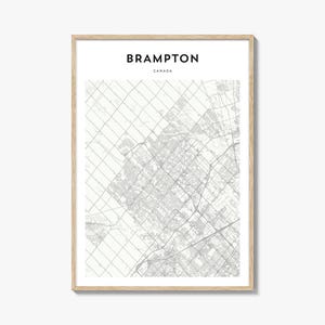 Brampton Map Poster, Brampton Map Print, Brampton Travel Wall Art, Brampton Personalized Map, Canada
