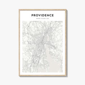 Impressão de mapa de Providence, pôster de Rhode Island, arte de parede dos EUA, decoração de rua personalizada de Providence