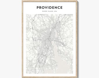 Providence Map Print, Rhode Island Poster, USA Wall Art, Providence Custom Street Decor