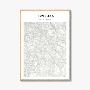 Lewisham-kaartposter, Lewisham-kaartafdruk, Lewisham Travel Wall Art, Lewisham-kaart, gepersonaliseerde kaart, Verenigd Koninkrijk