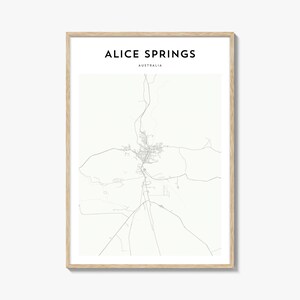 Affiche de carte d'Alice Springs, impression de carte d'Alice Springs, art mural voyage d'Alice Springs, carte personnalisée d'Alice Springs, Australie