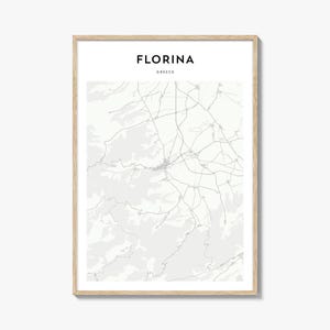 Florina Karte Poster, Florina Karte Druck, Florina Reisewandkunst, Florina personalisierte Karte, Griechenland