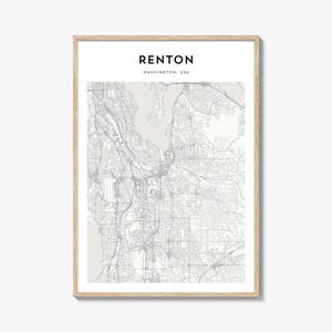 Renton Map Poster, Renton Map Print, Renton Travel Wall Art, Renton Personalized Map, Washington