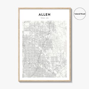 Allen Map Poster, Allen Map Print, Allen Travel Wall Art, Allen ...