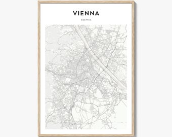 Kaartafdruk Wenen, poster Oostenrijk, Österreich Wall Art, Wien Custom Street Decor