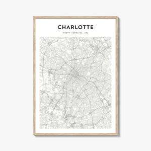 Charlotte Map Poster, Charlotte Map Print, Charlotte Travel Wall Art, Charlotte Personalized Map, North Carolina