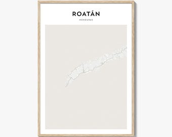 Roatan Map Poster, Roatan Map Print, Roatan Travel Wall Art, Roatan Personalized Map, Honduras