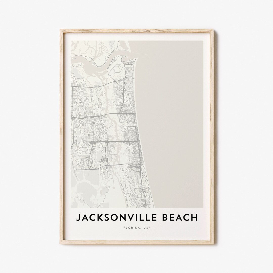 Map of Jacksonville Beach, Jacksonville Beach Map Print, Jacksonville ...