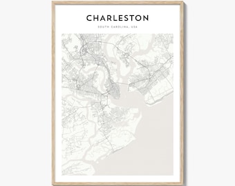 Charleston Map Poster, Charleston Map Print, Charleston Travel Wall Art, Charleston Personalized Map, South Carolina