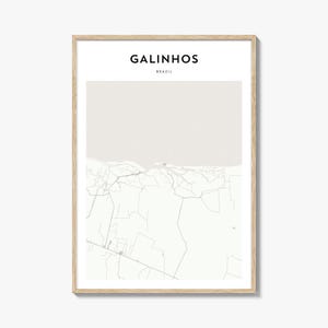 Cartel del mapa de Galinhos, Impresión de mapas de Galinhos, Arte de pared de viaje de Galinhos, Mapa personalizado de Galinhos, Brasil