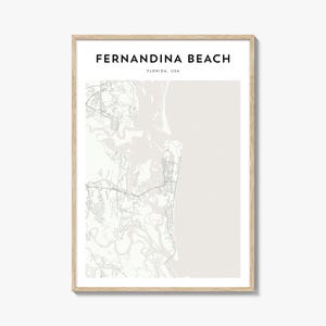 Fernandina Beach-kaartposter, Fernandina Beach-kaartafdruk, Fernandina Beach Travel Wall Art, Fernandina Beach-kaart, gepersonaliseerde kaart, Florida