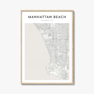 Manhattan Beach kaartposter, Manhattan Beach kaart print, Manhattan Beach reizen kunst aan de muur, Manhattan Beach gepersonaliseerde kaart, Californië