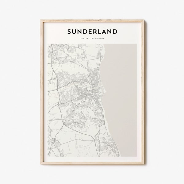 Sunderland Map Poster, Sunderland Map Print, Sunderland Personalized Map Art, Sunderland Wall Art, Sunderland Travel Poster, Travel Gift