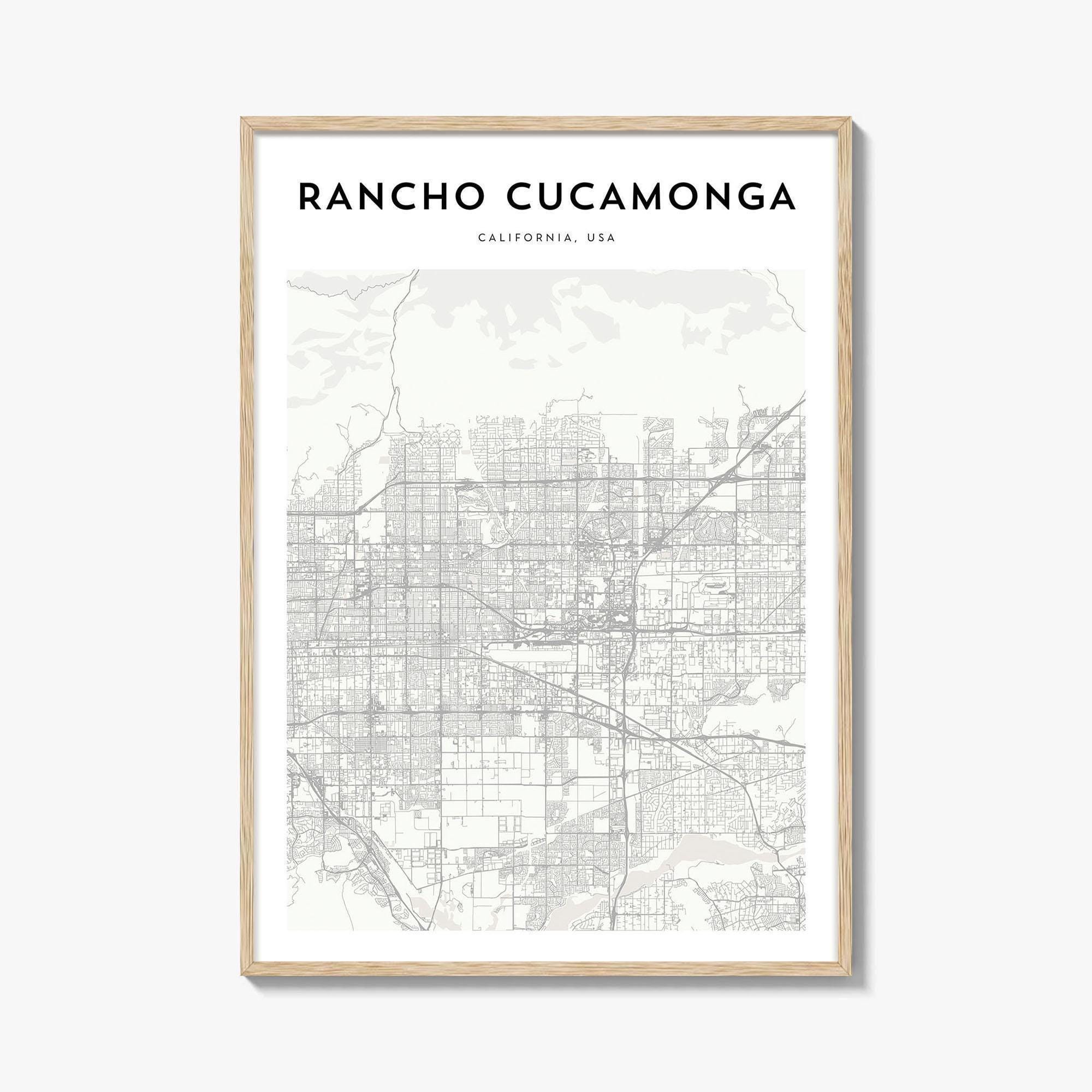 Rancho Cucamonga Map Art Print: California Travel Poster, image size:2000x2000