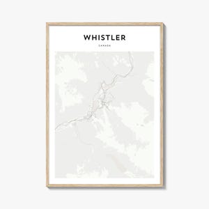 Whistler Map Print, Canada Poster, British Columbia Wall Art, Whistler Custom Street Decor