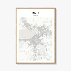 Izmir Karte Poster, Izmir Karte Druck, Izmir Reisewandkunst, Izmir personalisierte Karte, Türkei