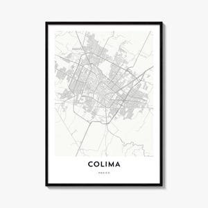 Colima Map Poster, Minimalist City Print, Mexico Wall Art