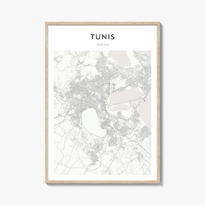 Tunis Map Poster, Tunis Map Print, Tunis Travel Wall Art, Tunis Personalized Map, Tunisia